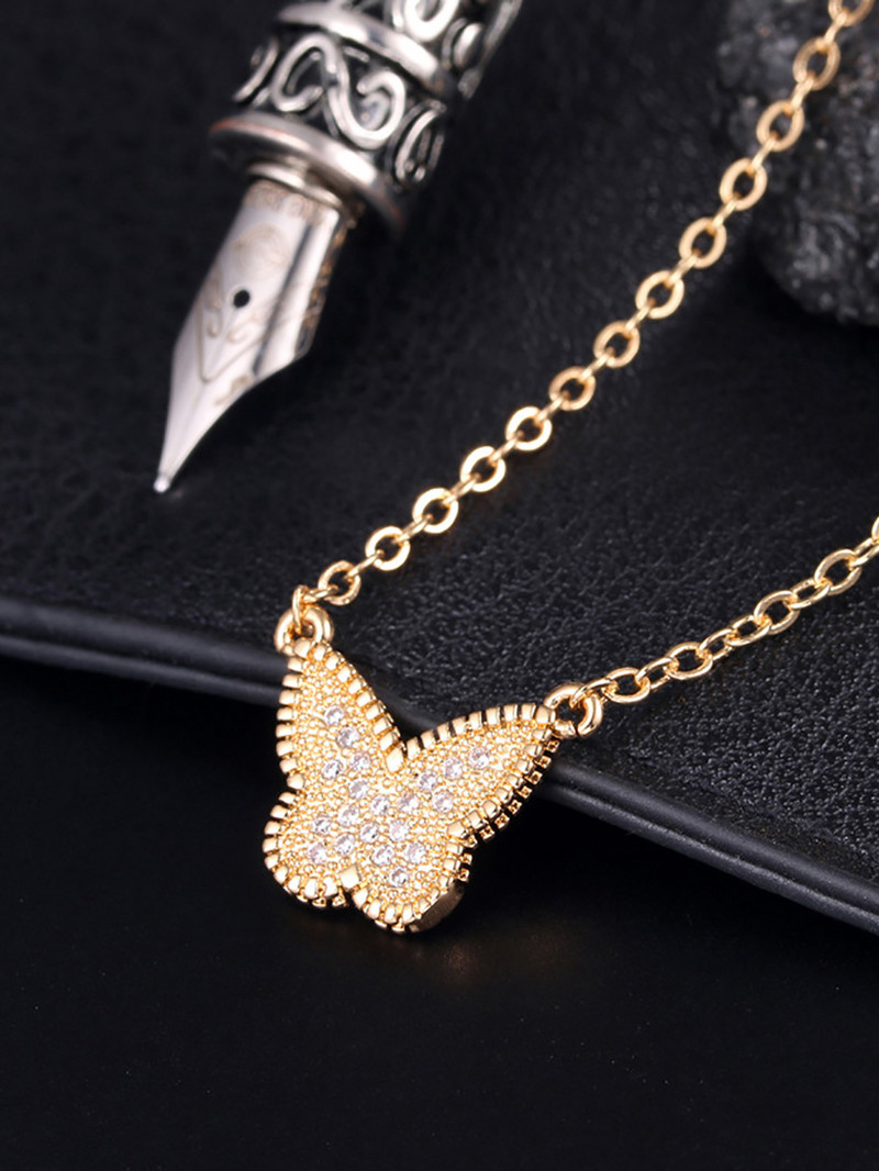 4 τμχ Μόδα Γυναικεία Χάλκινα Κυβικά Ζιργκόν Σκουλαρίκια Πεταλούδα Κολιέ Κρεμαστό Βραχιόλι Νύφη Κοσμήματα Σετ Φόρεμα Αξεσουάρ