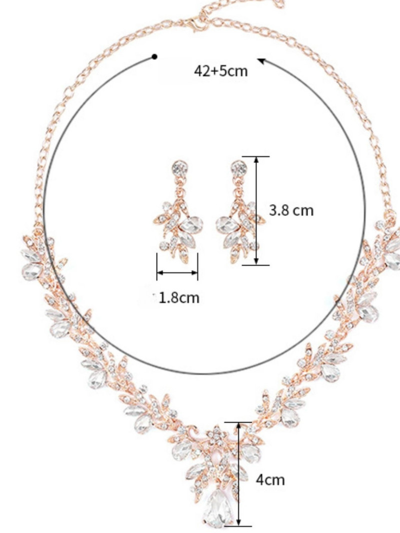 3tk ehtekomplekt kunstkristallkõrvarõngaste ja kaelakeega, sobib naistele pidudel osalemiseks