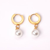 Σκουλαρίκια μαργαριτάρι κρίκου απομίμησης από ανοξείδωτο ατσάλι 316L Χρυσό/Ασημί Χρώμα για Γυναικεία Μόδα Κοσμήματα Δώρο Αξεσουάρ