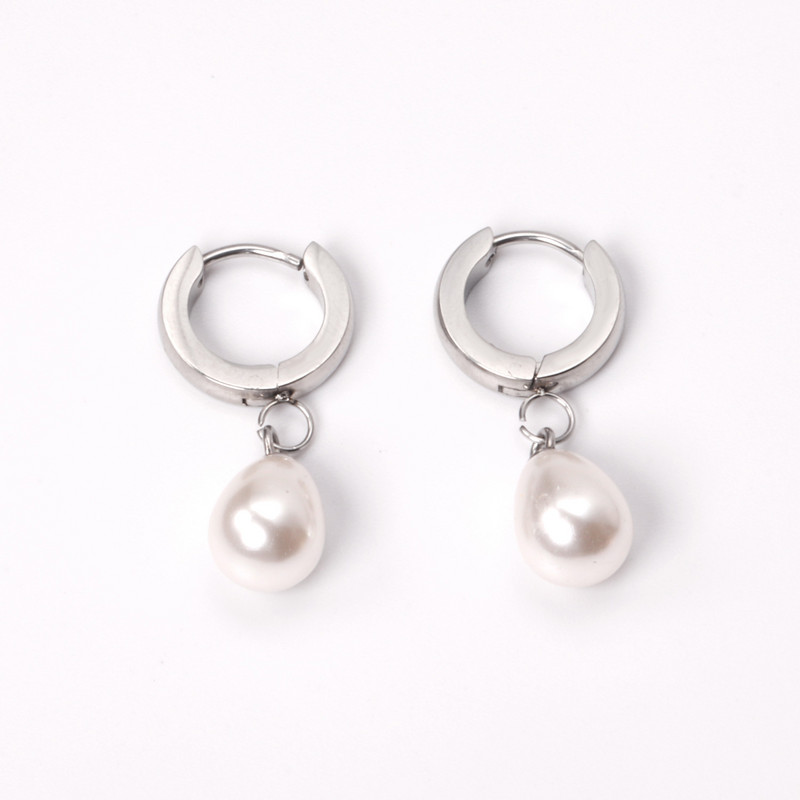 Σκουλαρίκια μαργαριτάρι κρίκου απομίμησης από ανοξείδωτο ατσάλι 316L Χρυσό/Ασημί Χρώμα για Γυναικεία Μόδα Κοσμήματα Δώρο Αξεσουάρ