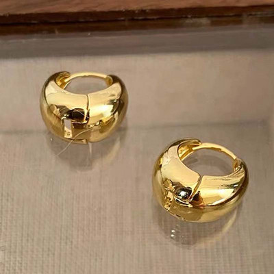 Nerūsējošā tērauda metāla ģeometriski kupli stīpas auskari sievietēm, meitenēm vienkārša zelta krāsa gluda apaļa apļa auskari rotaslietas dāvana