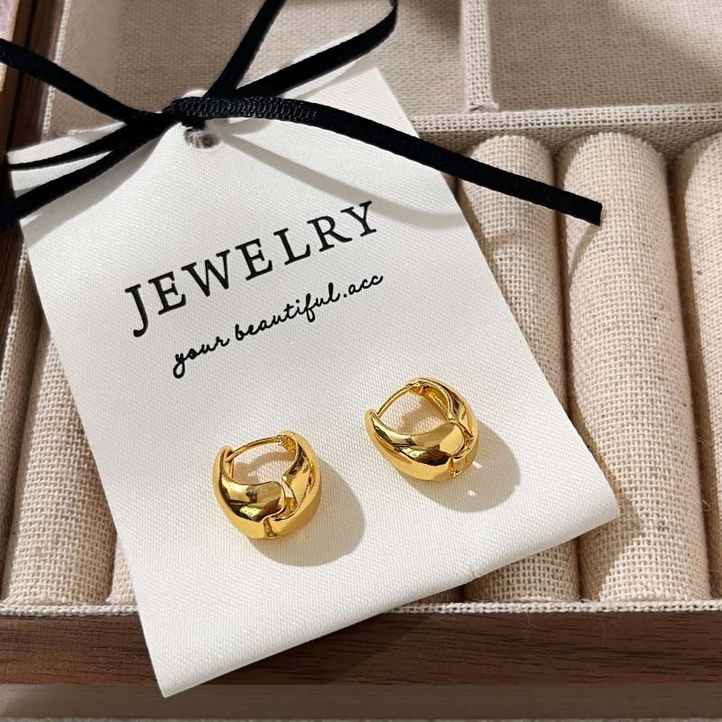 Nerūsējošā tērauda metāla ģeometriski kupli stīpas auskari sievietēm, meitenēm vienkārša zelta krāsa gluda apaļa apļa auskari rotaslietas dāvana