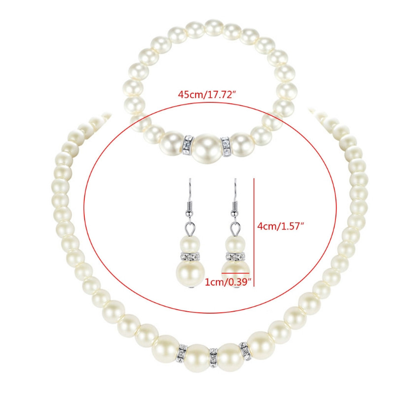 Elegantne valge kunstpärli kaelakee kõrvarõngad ja käevõru Pärlitest helmestega keti rippkõrvarõngad Rihkama ehete komplekt naistele