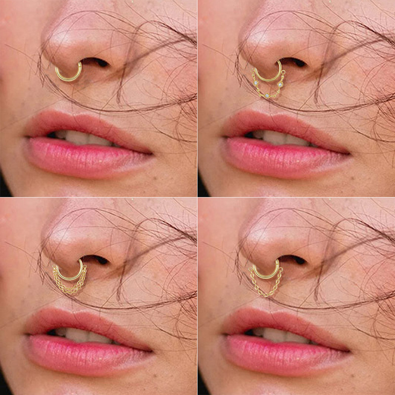 1 tk roostevabast terasest rõngaskõrvarõngad ketiga Lihtsad vaheseina augustavad ninarõngad naiste kullavärvi Tragus Rook kõrvaauguga ehted