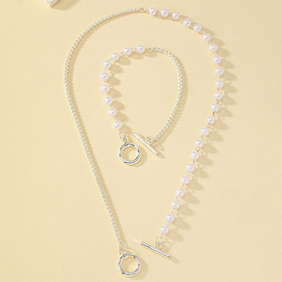 KMVEXO 2tk Elegantne pärlite imitatsiooniga pärlitega kaelakeed kaelakeede komplekt naistele 2024 OT pandlaga pulmapeo ehete komplekt kingitus