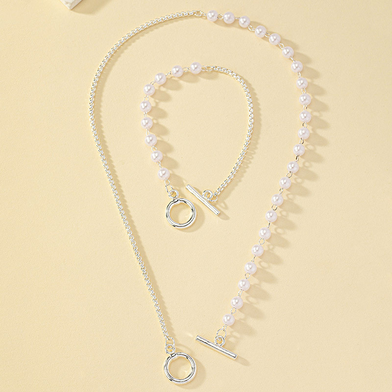 KMVEXO 2tk Elegantne pärlite imitatsiooniga pärlitega kaelakeed kaelakeede komplekt naistele 2024 OT pandlaga pulmapeo ehete komplekt kingitus