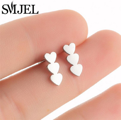 Izsmalcināti nerūsējošā tērauda mazi sirds auskari sievietēm kāzu rotaslietas līgavas māsa Oorbellen draudzene Valentīna dienas dāvana