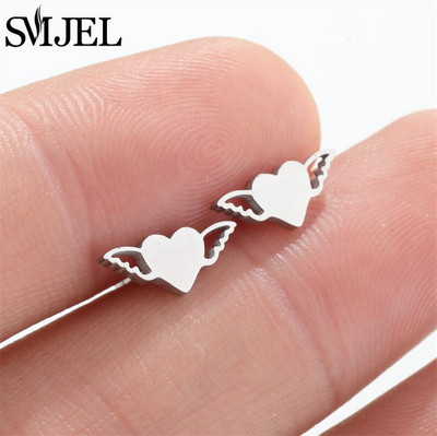 Izsmalcināti nerūsējošā tērauda mazi sirds auskari sievietēm kāzu rotaslietas līgavas māsa Oorbellen draudzene Valentīna dienas dāvana