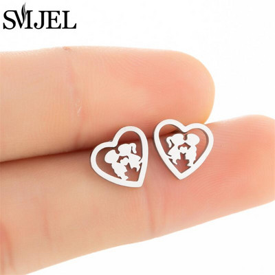 Izsmalcināti nerūsējošā tērauda mazi sirds auskari sievietēm kāzu rotaslietas līgavas māsa Oorbellen draudzene Valentīna dienas dāvana