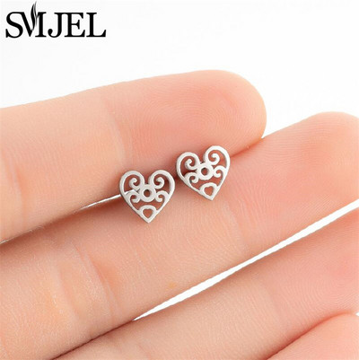 Izsmalcināti nerūsējošā tērauda mazi sirds auskari sievietēm kāzu rotaslietas līgavas māsa Oorbellen draudzene Valentīna dienas dāvana