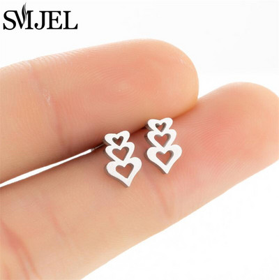 Izsmalcināti nerūsējošā tērauda mazi sirds auskari sievietēm kāzu rotaslietas līgavas māsa Oorbellen draudzene Valentīna dienas dāvana