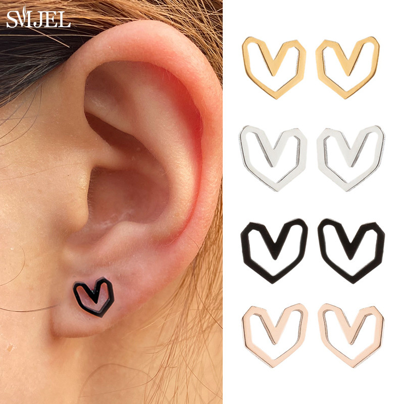 Izsmalcināti nerūsējošā tērauda mazi sirds auskari sievietēm kāzu rotaslietas līgavas māsa Oorbellen draudzene Valentīna dienas dāvana