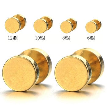 1 Ζεύγος Βιδωτά Σκουλαρίκια για Άντρες από ανοξείδωτο ατσάλι Cheater Fake Ear Plugs Gauges Illusion Tunnel Earrings 6mm/8mm/10mm/12mm