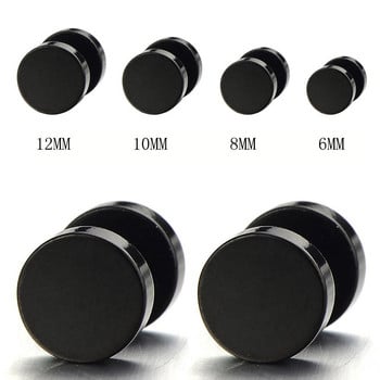 1 Ζεύγος Βιδωτά Σκουλαρίκια για Άντρες από ανοξείδωτο ατσάλι Cheater Fake Ear Plugs Gauges Illusion Tunnel Earrings 6mm/8mm/10mm/12mm