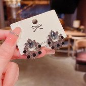 Korea INS uue retrogeomeetriaga mustast tsirkoonist kõrvarõngad naise isiksuse jaoks Lihtsad trendiga kõrvarõngad peened kõrvatarvikud