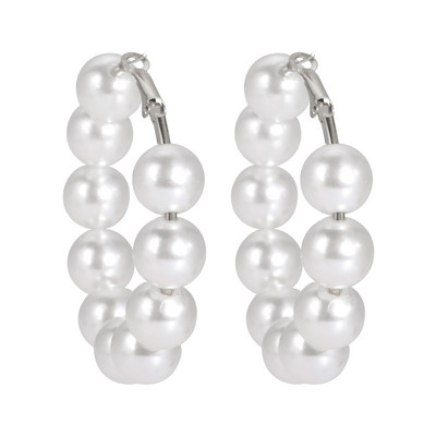 Kkjoy sieviešu auskariRomatiskas sudraba krāsas lielas, apaļas pērles, nerūsējošā tērauda auskari, ikdienas eleganti sieviešu rotu aksesuāri