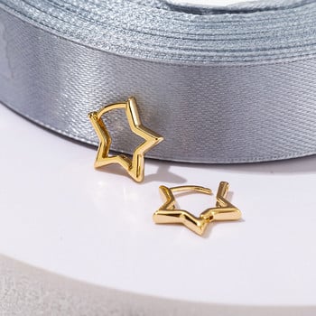 Δήλωση Χρυσό επιμεταλλωμένο Bold Star Hoops Resistant για Γυναικεία Σκουλαρίκια Huggies Piercing Αξεσουάρ κοσμήματα Δώρο