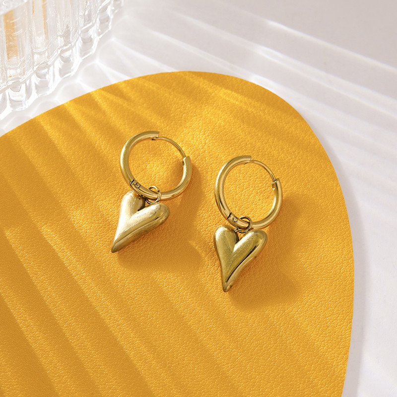 EILIECK 316L nerūsējošā tērauda zelta krāsa sirds mīlestība kaklarota auskari moderns sievietēm jauna puse dāvana ūdensizturīgs rotaslietas komplekts