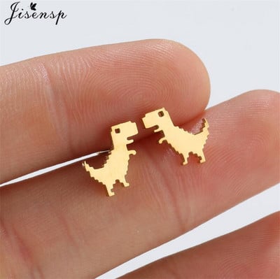 Cute Golden Stainless Steel Dinosaur Earrings for Women Children Jewelry Minimalist Animal Earings Studs Kawaii Accessory Brinco