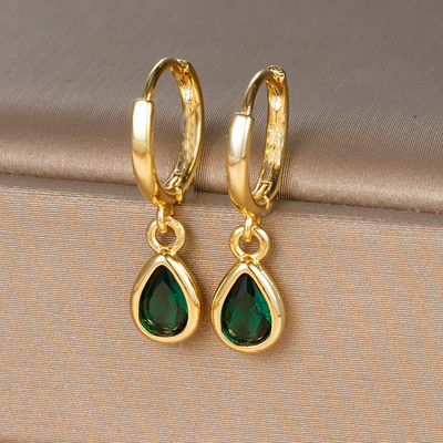 Vintage nerūsējošā tērauda apzeltīts cirkons Huggie Hoop auskari sievietēm Mazie ūdens pilienu auskari panku unisex roka rotaslietas