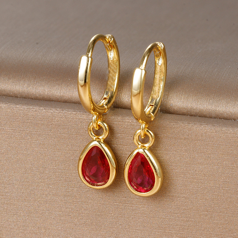 Vintage nerūsējošā tērauda apzeltīts cirkons Huggie Hoop auskari sievietēm Mazie ūdens pilienu auskari panku unisex roka rotaslietas