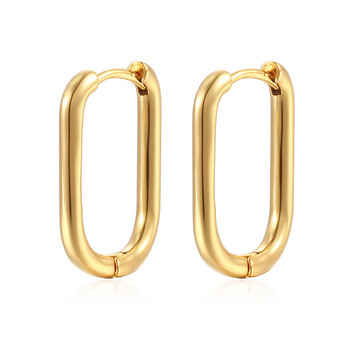 неръждаема стомана Златен цвят Геометрични O-образни овални обеци с обръч Женски прости модни бижута Аксесоари Подарък