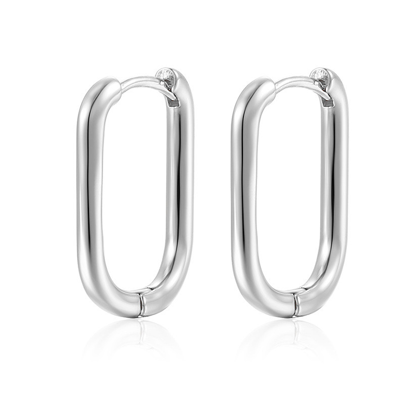 ανοξείδωτο ατσάλι Χρυσό χρώμα Γεωμετρικά σκουλαρίκια οβάλ κρίκου σε σχήμα Ο Γυναικεία Απλή μόδα Αξεσουάρ κοσμημάτων Δώρο