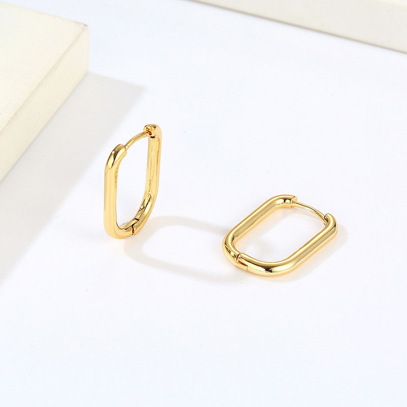 ανοξείδωτο ατσάλι Χρυσό χρώμα Γεωμετρικά σκουλαρίκια οβάλ κρίκου σε σχήμα Ο Γυναικεία Απλή μόδα Αξεσουάρ κοσμημάτων Δώρο
