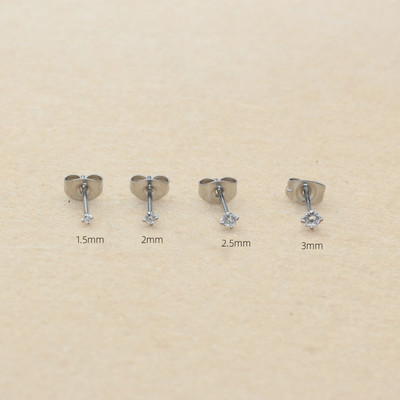 Super Mini 1,5mm Ζιργκόν 2mm από ανοξείδωτο ατσάλι Push Back Stud σκουλαρίκια για άνδρες Γυναικεία Κοσμήματα 2 τεμ.