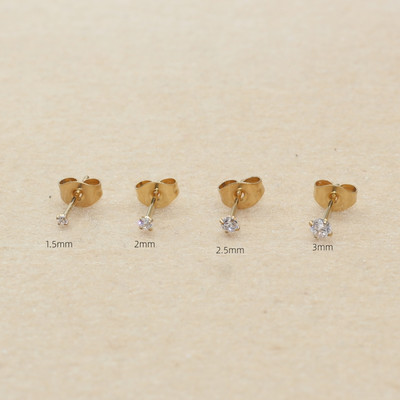 Super Mini 1,5mm Ζιργκόν 2mm από ανοξείδωτο ατσάλι Push Back Stud σκουλαρίκια για άνδρες Γυναικεία Κοσμήματα 2 τεμ.