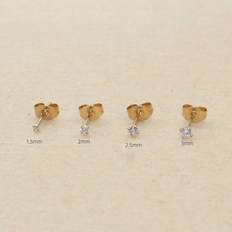 Super Mini 1,5mm Ζιργκόν 2mm από ανοξείδωτο ατσάλι Push Back Stud σκουλαρίκια για άνδρες Γυναικεία Κοσμήματα 2 τεμ.
