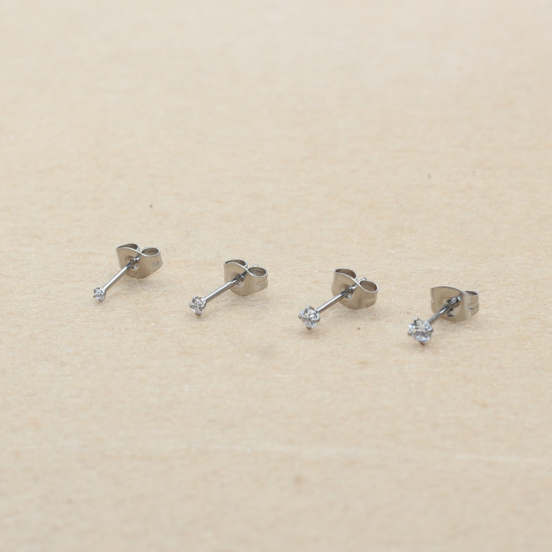 Super Mini 1,5mm Ζιργκόν 2mm από ανοξείδωτο ατσάλι Push Back Stud σκουλαρίκια για άνδρες Γυναικεία Κοσμήματα 2 τεμ.
