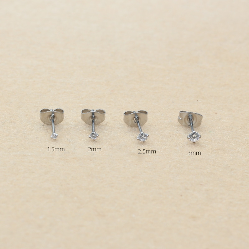 Super Mini 1,5mm Ζιργκόν 2mm από ανοξείδωτο ατσάλι Push Back Stud σκουλαρίκια για άνδρες Γυναικεία Κοσμήματα 2 τεμ.