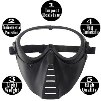 Airsoft Paintball Mask Steel Mesh/Lens Protective Mask Hunting Tactical Outdoor Protective CS Halloween Party Cycling Face Mask