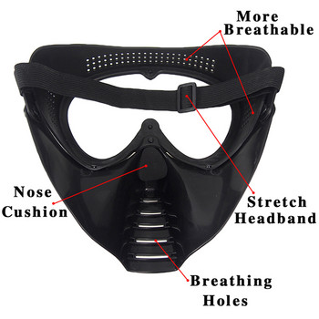 Airsoft Paintball Mask Steel Mesh/Lens Protective Mask Hunting Tactical Outdoor Protective CS Halloween Party Cycling Face Mask