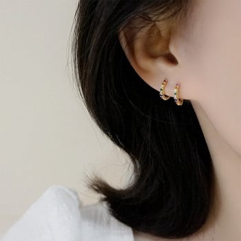 Нова мода Сладки минимални дъгови обеци с халки Многоцветен цирконий Малки геометрични обеци Бижута Женски модерни тънки обеци за уши