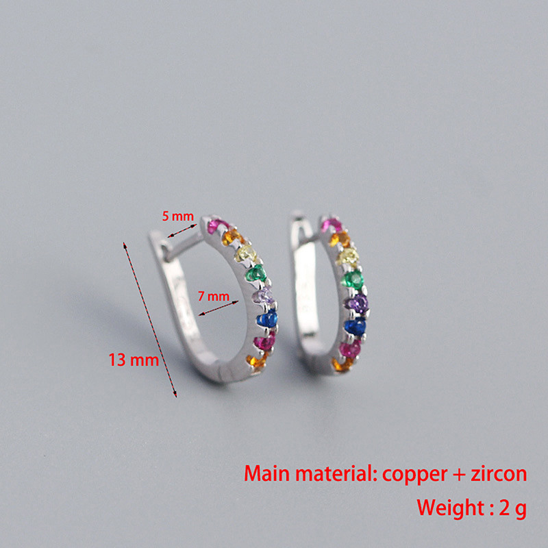 Νέα μόδα χαριτωμένα μίνιμαλ σκουλαρίκια ουράνιο τόξο με κρίκο πολύχρωμα Ζιργκόν Μικρό γεωμετρικό σκουλαρίκι κοσμήματα Γυναικεία μοντέρνα λεπτά στεφάνια αυτιών