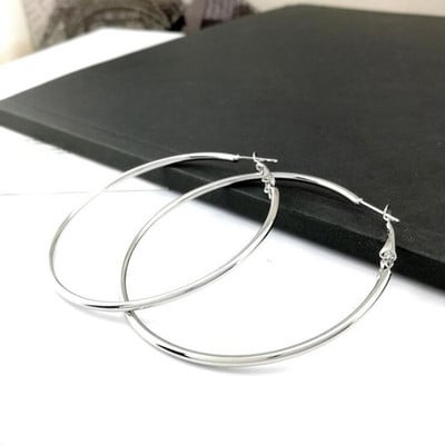 New Hoop Earrings 40mm 60mm 70mm Big Smooth Circle Earrings Basketball Brincos Loop Earrings for Women Jewelry Oorbellen