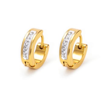 1 ζεύγος νέα σκουλαρίκια από κρύσταλλο στρας για γυναίκες Ανδρικά κοσμήματα πανκ κοσμήματα σε κύκλο από ανοξείδωτο ατσάλι
