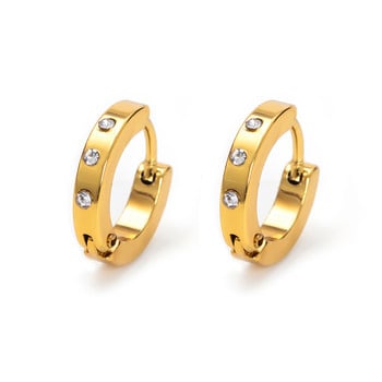 1 ζεύγος νέα σκουλαρίκια από κρύσταλλο στρας για γυναίκες Ανδρικά κοσμήματα πανκ κοσμήματα σε κύκλο από ανοξείδωτο ατσάλι