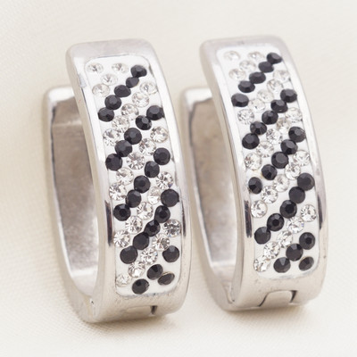 1 Pāris Jauni Rhinestone Crystal Hoop Auskari Sieviešu Vīriešu Modes Nerūsējošā tērauda Aplis Auskari Meiteņu Panka Rotaslietas