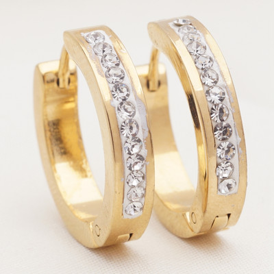 1 Pāris Jauni Rhinestone Crystal Hoop Auskari Sieviešu Vīriešu Modes Nerūsējošā tērauda Aplis Auskari Meiteņu Panka Rotaslietas