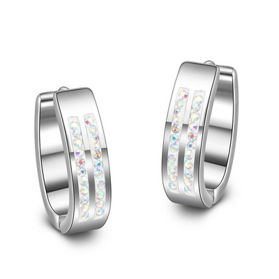 1 Pāris Jauni Rhinestone Crystal Hoop Auskari Sieviešu Vīriešu Modes Nerūsējošā tērauda Aplis Auskari Meiteņu Panka Rotaslietas