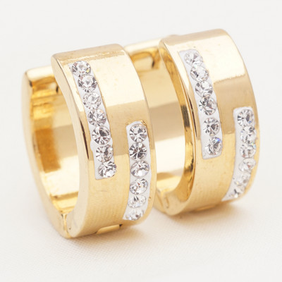 1 Pāris Jauni Rhinestone Crystal Hoop Auskari Sieviešu Vīriešu Modes Nerūsējošā tērauda Aplis Auskari Meiteņu Panka Rotaslietas