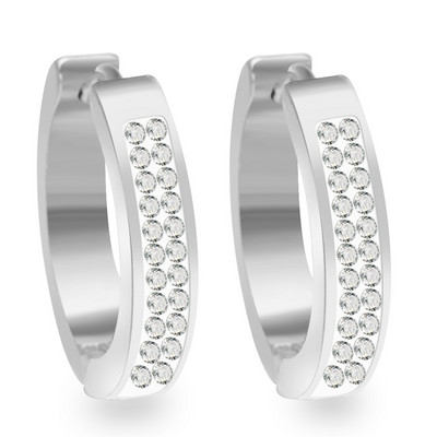 1 Pāris Jauni Rhinestone Crystal Hoop Auskari Sieviešu Vīriešu Modes Nerūsējošā tērauda Aplis Auskari Meiteņu Panka Rotaslietas