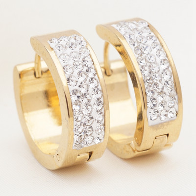 1 Pāris Jauni Rhinestone Crystal Hoop Auskari Sieviešu Vīriešu Modes Nerūsējošā tērauda Aplis Auskari Meiteņu Panka Rotaslietas
