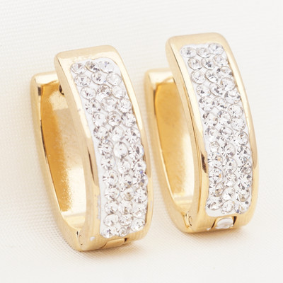 1 Pāris Jauni Rhinestone Crystal Hoop Auskari Sieviešu Vīriešu Modes Nerūsējošā tērauda Aplis Auskari Meiteņu Panka Rotaslietas