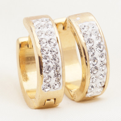 1 Pāris Jauni Rhinestone Crystal Hoop Auskari Sieviešu Vīriešu Modes Nerūsējošā tērauda Aplis Auskari Meiteņu Panka Rotaslietas