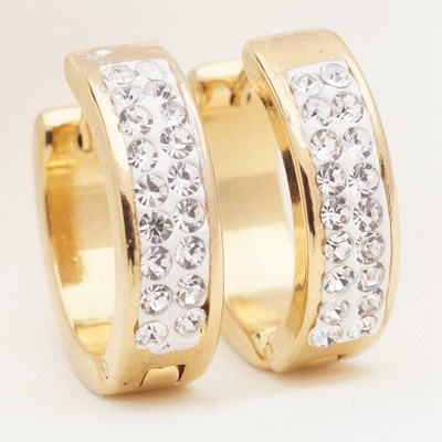 1 Pāris Jauni Rhinestone Crystal Hoop Auskari Sieviešu Vīriešu Modes Nerūsējošā tērauda Aplis Auskari Meiteņu Panka Rotaslietas