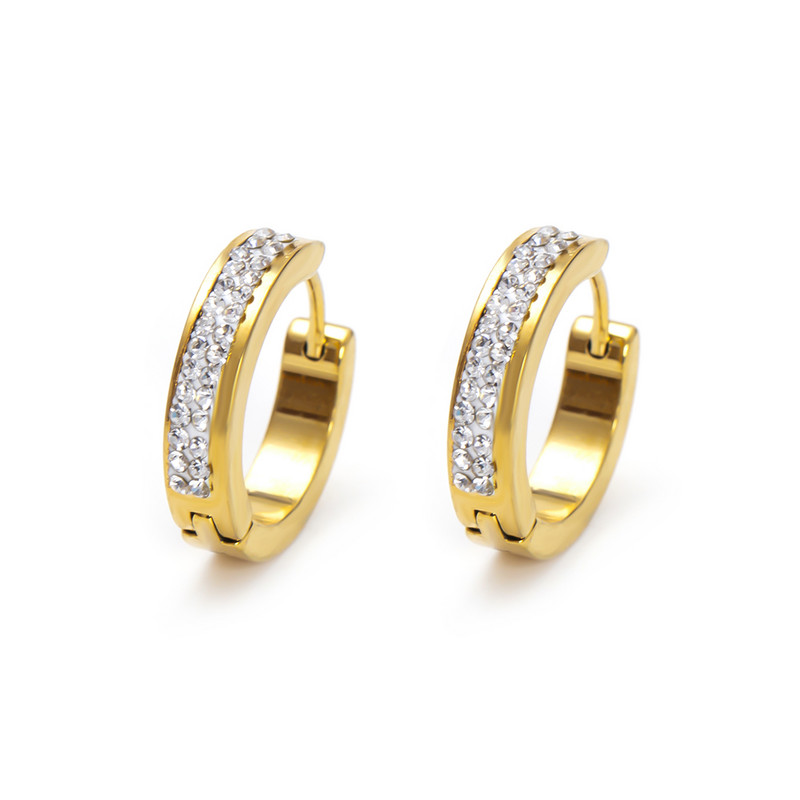 1 Pāris Jauni Rhinestone Crystal Hoop Auskari Sieviešu Vīriešu Modes Nerūsējošā tērauda Aplis Auskari Meiteņu Panka Rotaslietas